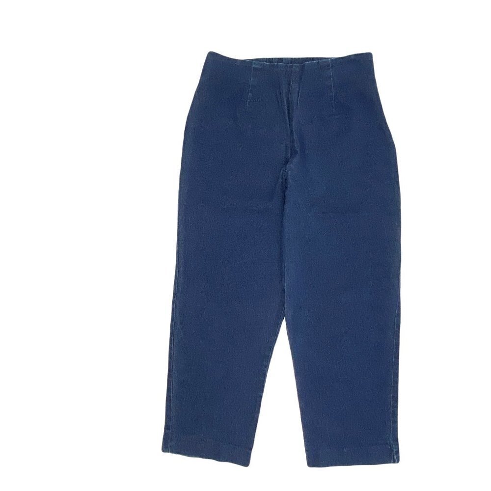 Sonoma Cropped Side Zip Women's size 14 Dark Wash Blue Denim Jeans  Great Condit